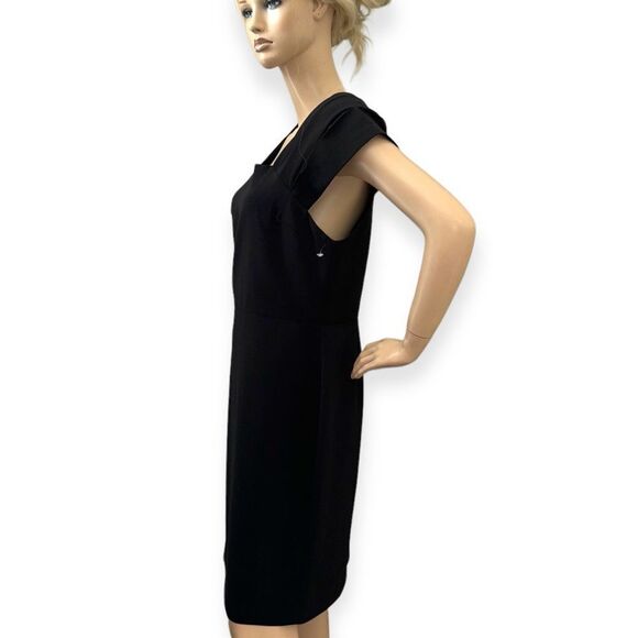 ALICE + OLIVIA Kiro Pleated Shoulder Sheath Dress in Black Size 14 - Picture 6 of 16